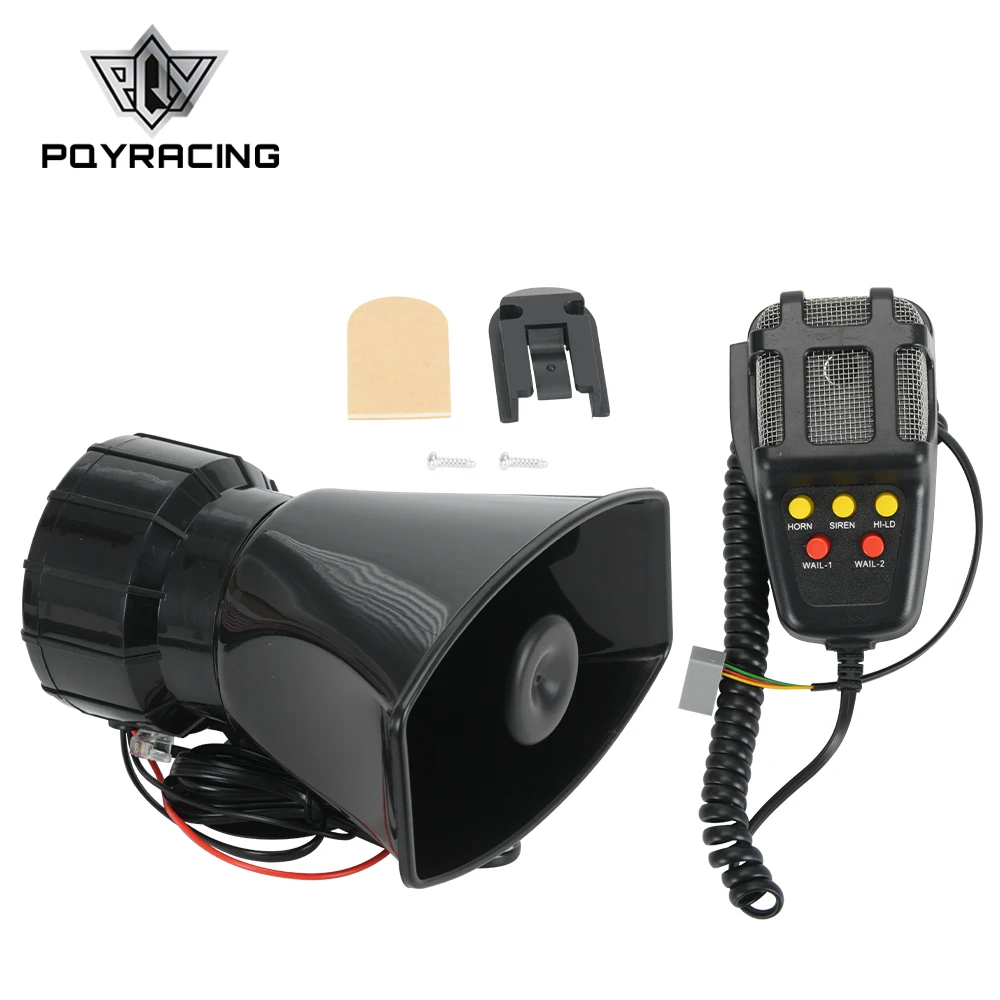 12V 100W Car Horn with MIC Loud Motorcycle Siren Vehicle Truck Warning Alarm Loudspeaker Plastic Police Firemen 5 Sound DC