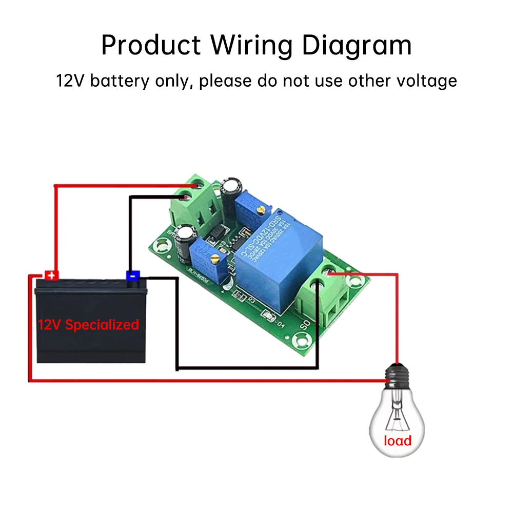 12V Battery Undervoltage Controller Battery Anti-Low Voltage Protection Plate Auto Load Voltage Recovery Disconnect Connection