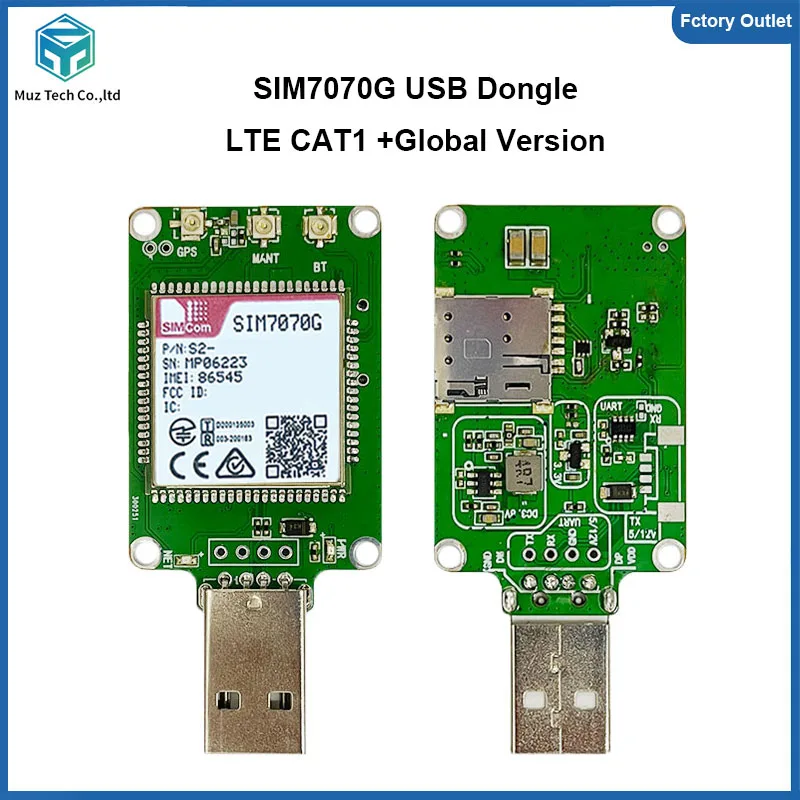 

SIM7070G USB-ключ с модулем GPS LTE CAT1 SIM7070G LPWA GSM NBIOT CATM, объединительная плата с антенной FPC + GPS для IoT M2M ﻿