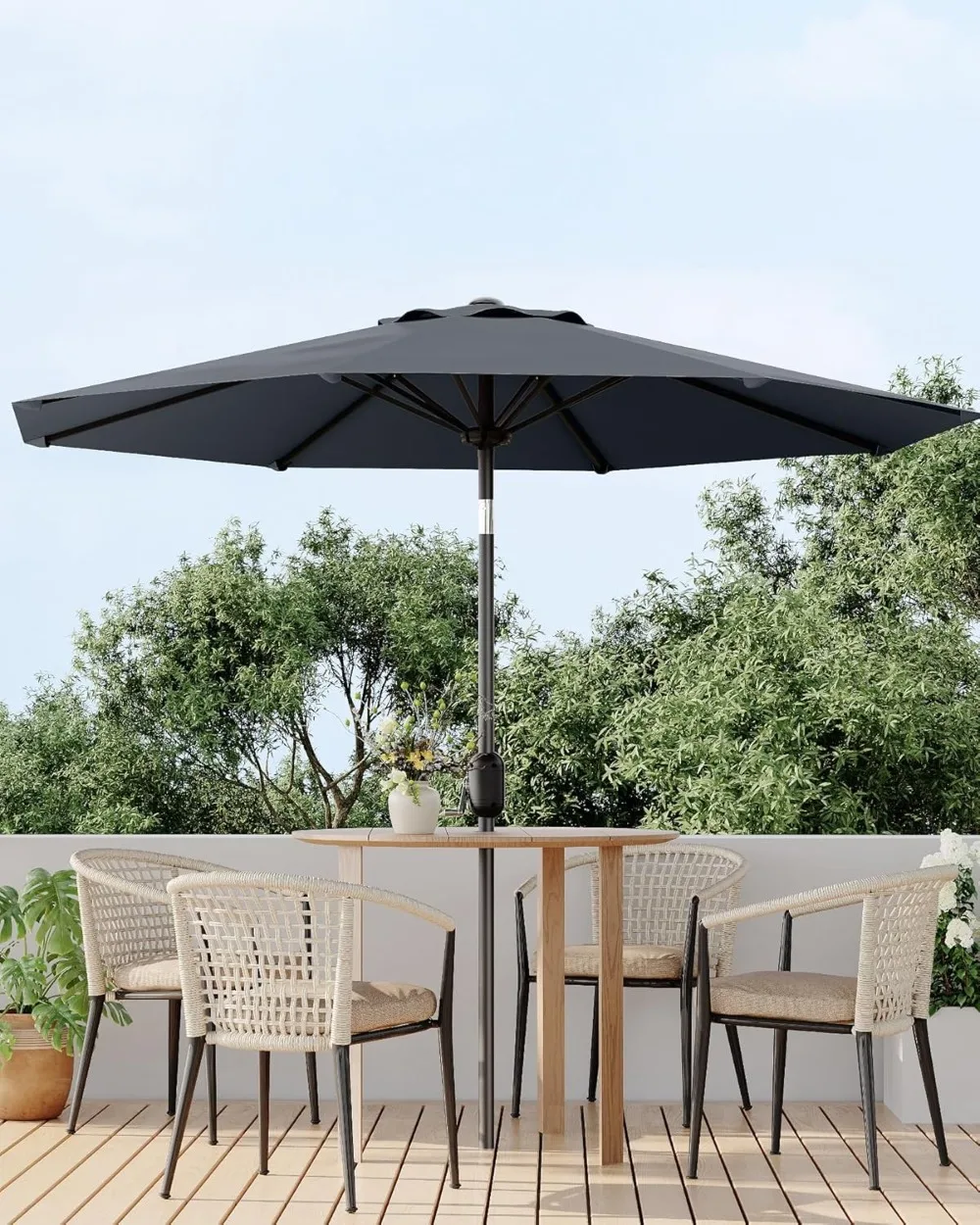 

9FT Patio Umbrella Outdoor Table Umbrella Market Umbrella Crank & Tilt Design