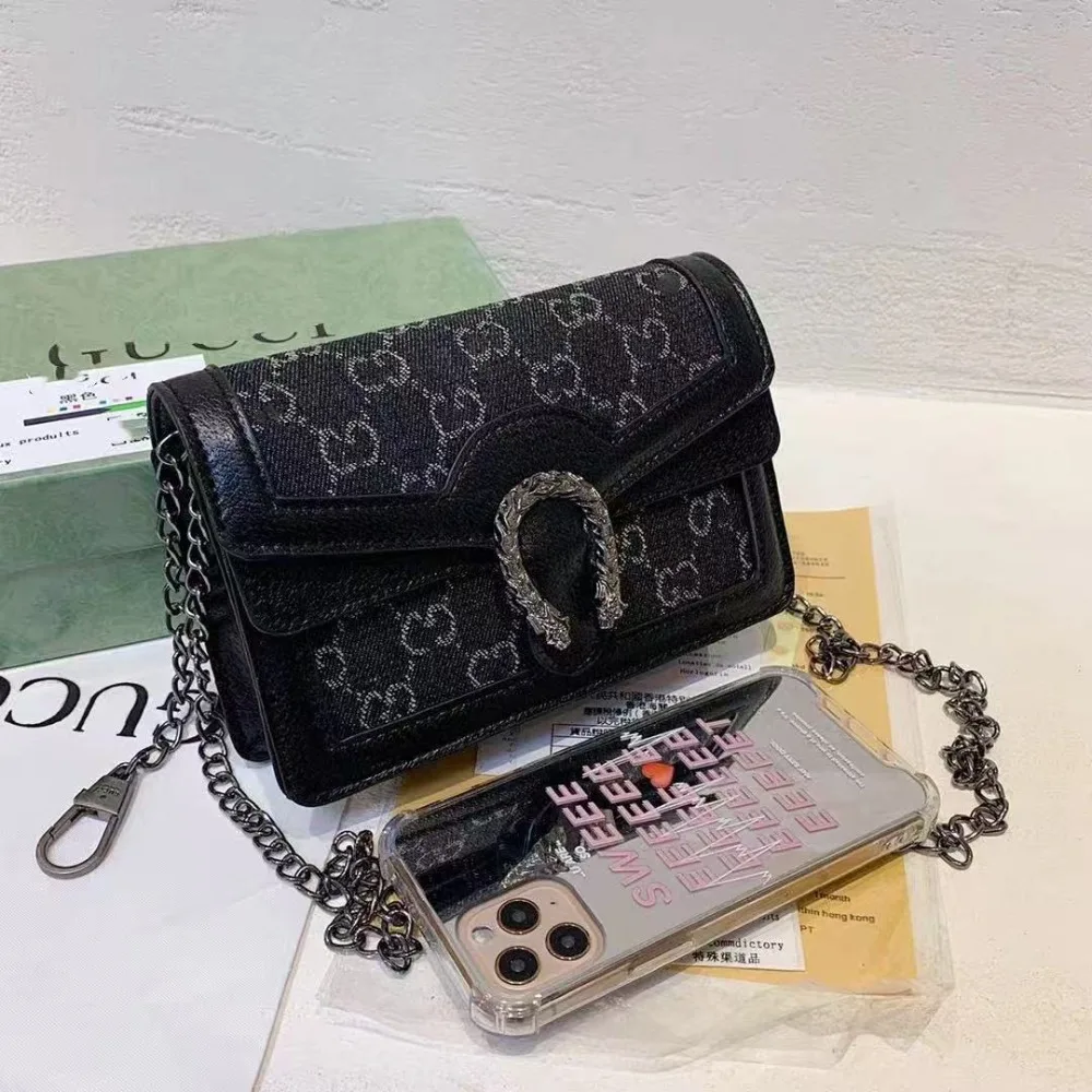

Women Dionysus Style Mini Crossbody Mini Bag Denim GG Pattern Purse with Crystal Buckle Chain Strap Wallet Bag Multi Colors