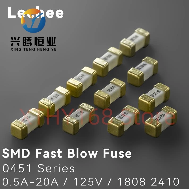 

10PCS/lot 0451 1808 2410 SMD Fast blow Fuse 0.5A 0.75A 1A 2A 3A 4A 5A 6.3A 7A 8A 10A 12A 15A 20A 500mA 750mA 0451001.MRL