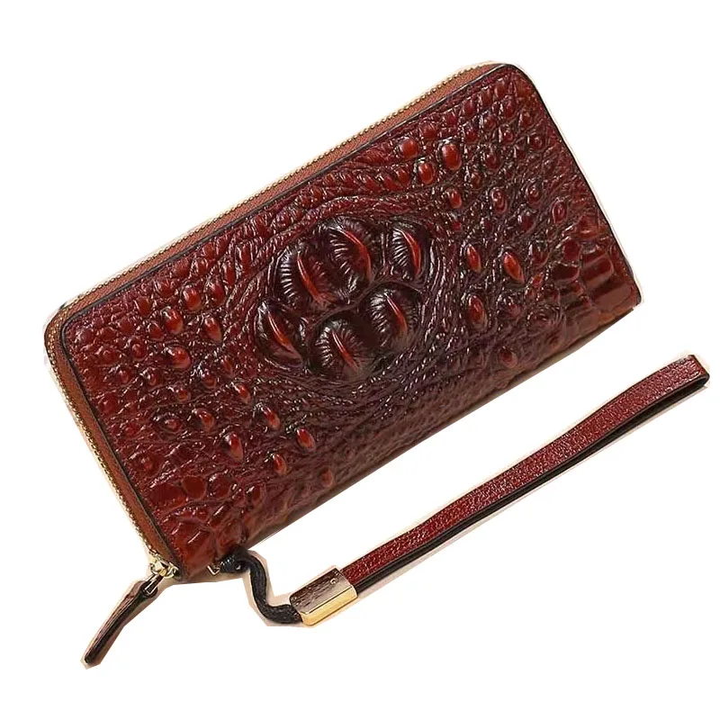 

Alligator Pattern Genuine Leather Wallet Woman Large Card Holder Cow Leather Purse Luxury Crocodile Ladies Clutch Bag