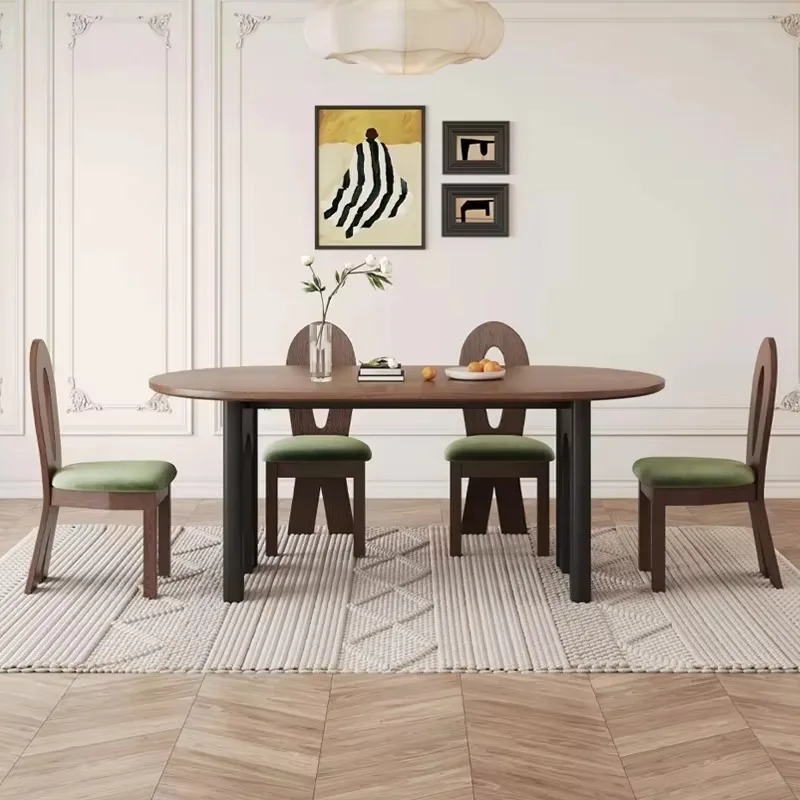 

Oval Unique Dining Table Wooden Black Vintage Italian Living Room Dining Table Kitchen Nordic Tavolo Da Pranzo Furniture Home