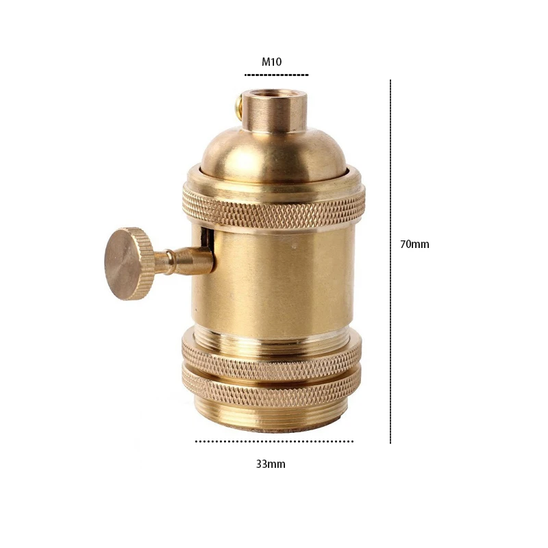 E27 retro lamp head E26 copper lamp head dual ring retro pure copper lamp head with switch wall lamp accessories