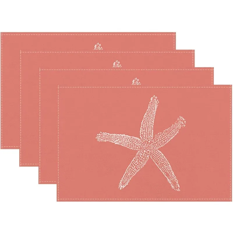 نجم البحر طباعة الكتان المفارش الحد الأدنى ديكور المنزل تحديد الموقع للمطبخ بار الجداول المضادة للانزلاق العازلة سطح المكتب واقية حصيرة