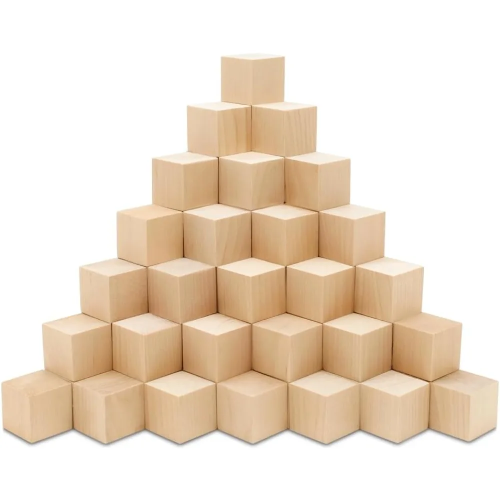 

Unfinished Wood Cubes 3 inch, Pack of 25 Large Wooden Cubes for Wood Blocks Crafts and Decor,