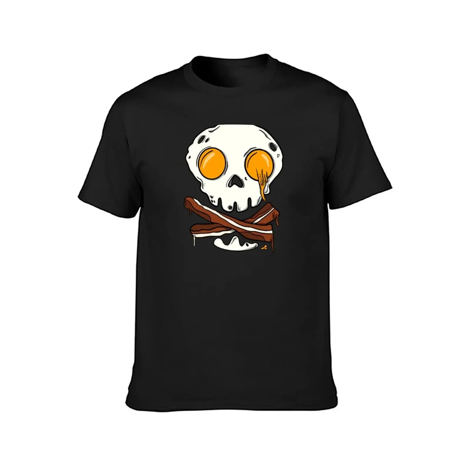 Bacon and Eggs Skull and Crossbones Breakfast Lover T-Shirt summer top blacks blanks oversized t shirt mens graphic t-shirts