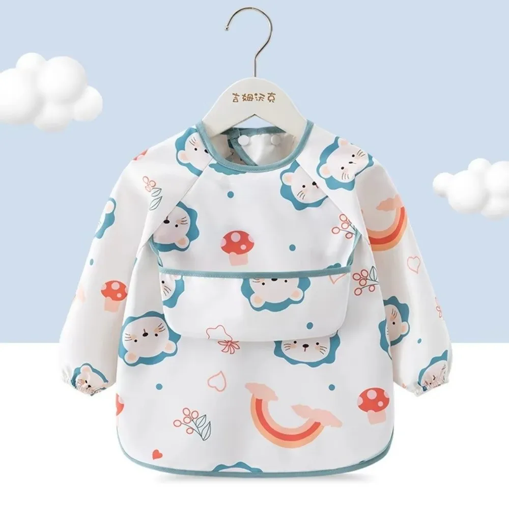 Waterproof Unisex Feeding Bib Feeding Blouse Rice Pocket Long Sleeve Apron Soft Children's Feeding Smock Toddler Bibs