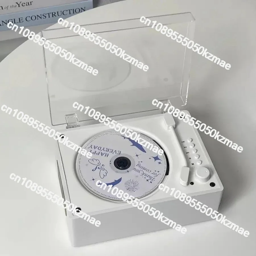 Retro Bluetooth CD Player with Vinyl Look, Built-in Stereo Speakers & FM Radio, Vintage Home Decor for Bedroom Office