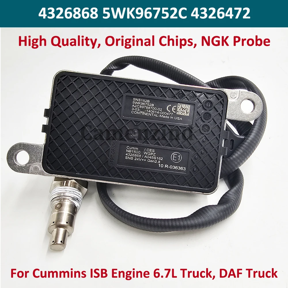 

New 4326868 5WK96752C 4326472 4326868RX 4326869 For NGK Probe Nitrogen Oxygen NOX Sensor For Cummins 6.7L Engine Truck DAF Truck