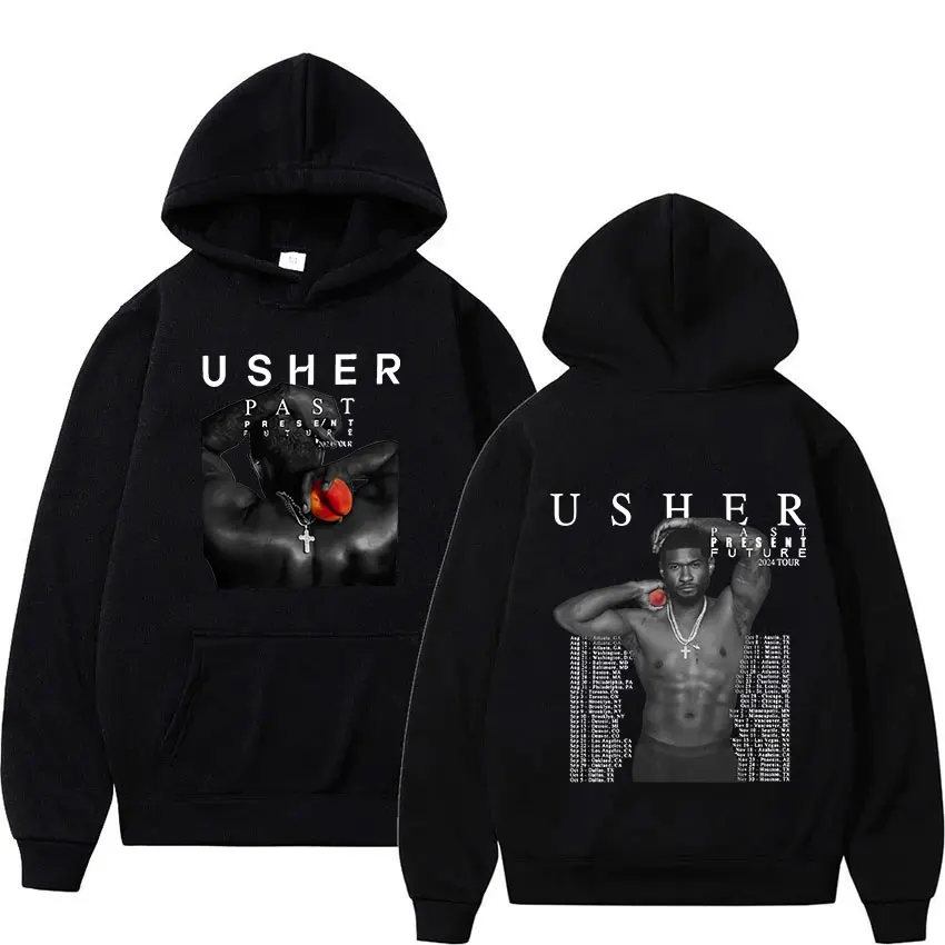 

Rapper Usher Past Present Future Tour 2024 Album Hoodie Men's Hip Hop Vintage Fashion Pullover Sweatshirts Oversized Streetwear