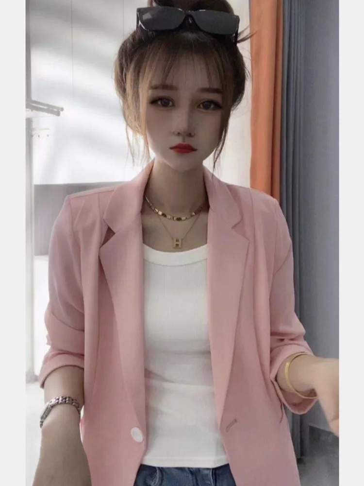 

Новый летне-осенний женский тонкий повседневный солнцезащитный костюм: элегантная свободная куртка на пуговицах в западном стиле