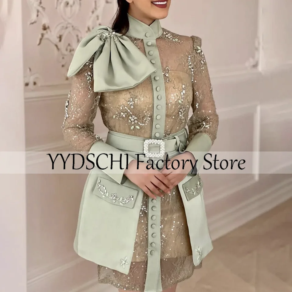 

Customized Luxury Green 2024 Sequin Cocktail Evening Party Dresses Mini Dress Beading Prom Dresses Sexy Formal vestidos de noche