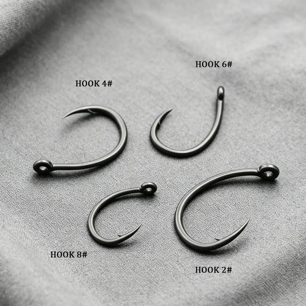 10 stücke Karpfen Angeln Haken PTFE Beschichtung Legierung Stahl Micro Barb Haken Super Sharp Abendessen Harte Crooked Haken Für karpfen Zubehör Tackle – Detail 4