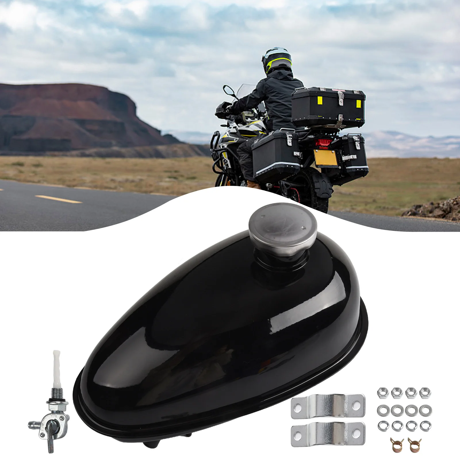 1Pcs 3L Metal Motorcycle Petrol Tank With Cap Switch For Motorized Bicycle Bike Accessories For Vehicles Motorcycle Equipments