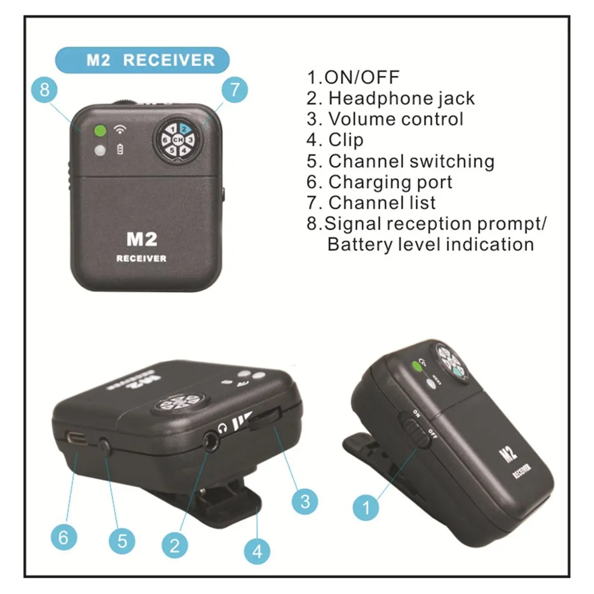 DT81 Wireless in-Ear Monitor System 2.4Ghz Wireless IEM System Transmitter Receiver for Music Studio Live Broadcast Stage