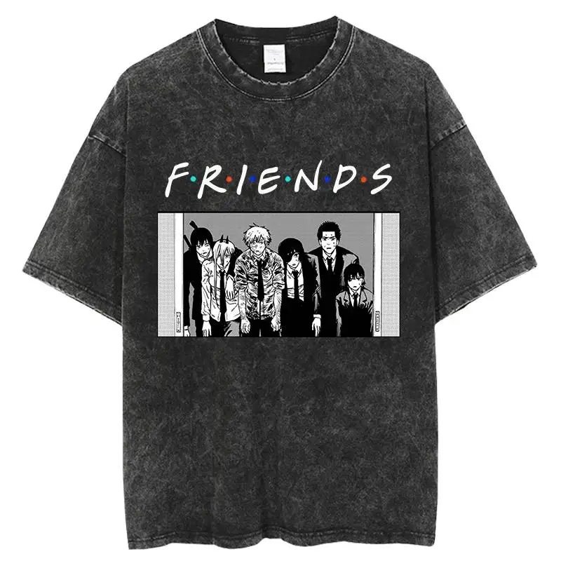 

Vintage Washed Manga Graphic T Shirt Japanese Anime Chainsaw Man T-Shirt Men Women Cotton T-shirt Summer Short Sleeve Tees Tops