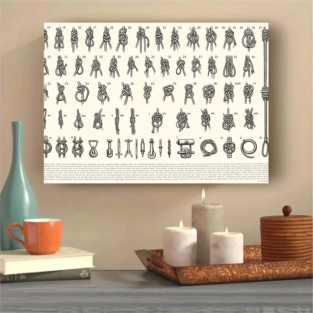 1PC-Unframed Canvas poster wall decoration  Nautical Knots Diagram Chart Rope Tying Techniques Sailor Guide Art Print