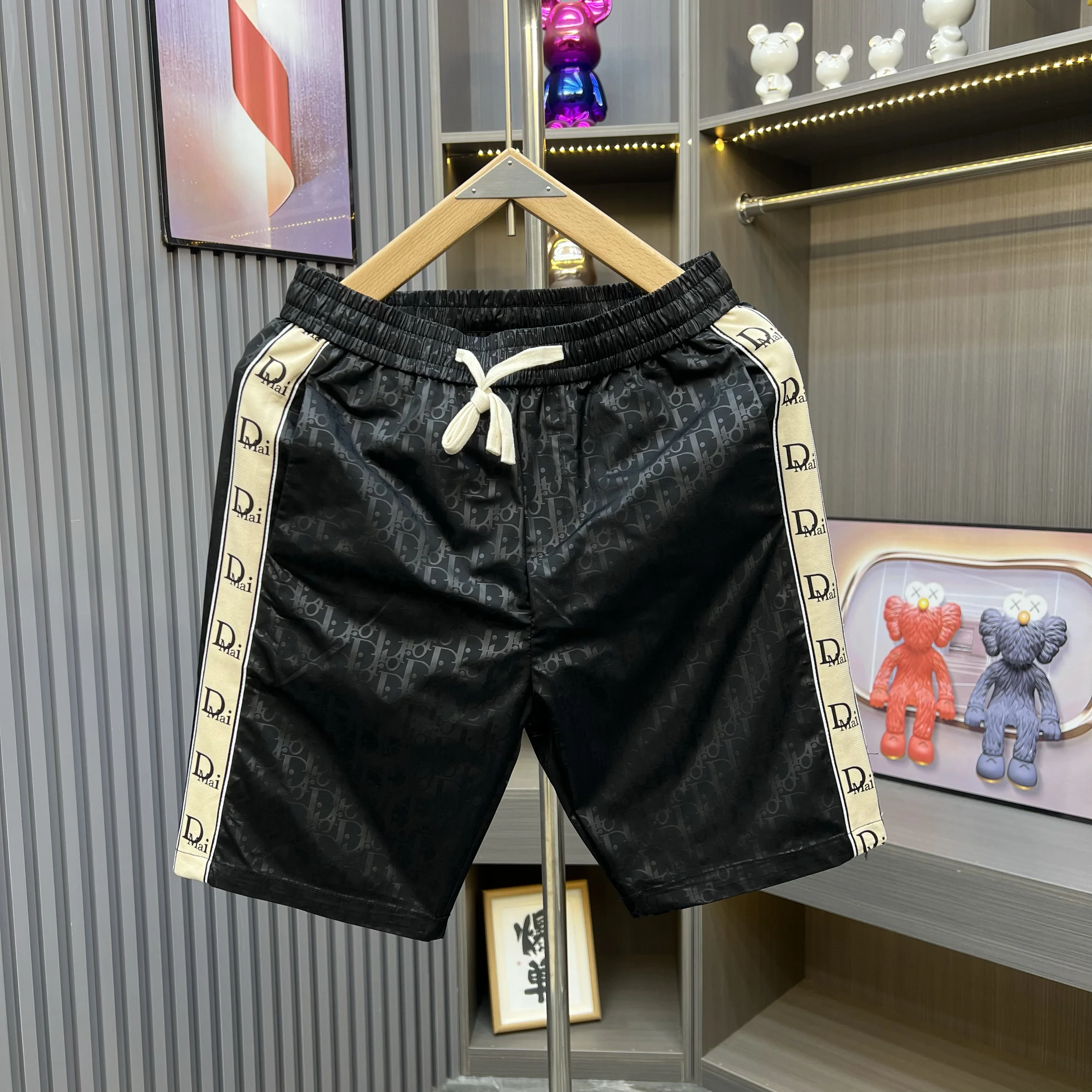 2024 Summer New European Goods Fashion Brand Printing Shorts Men\'s Fashion Casual Ribbon Shorts