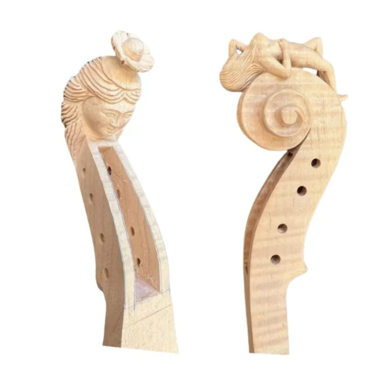 Master Level Hand-Carved 4/4 violin head neck 4/5 String,Imported maple carving old man/horse/dragon/woman head,violin parts