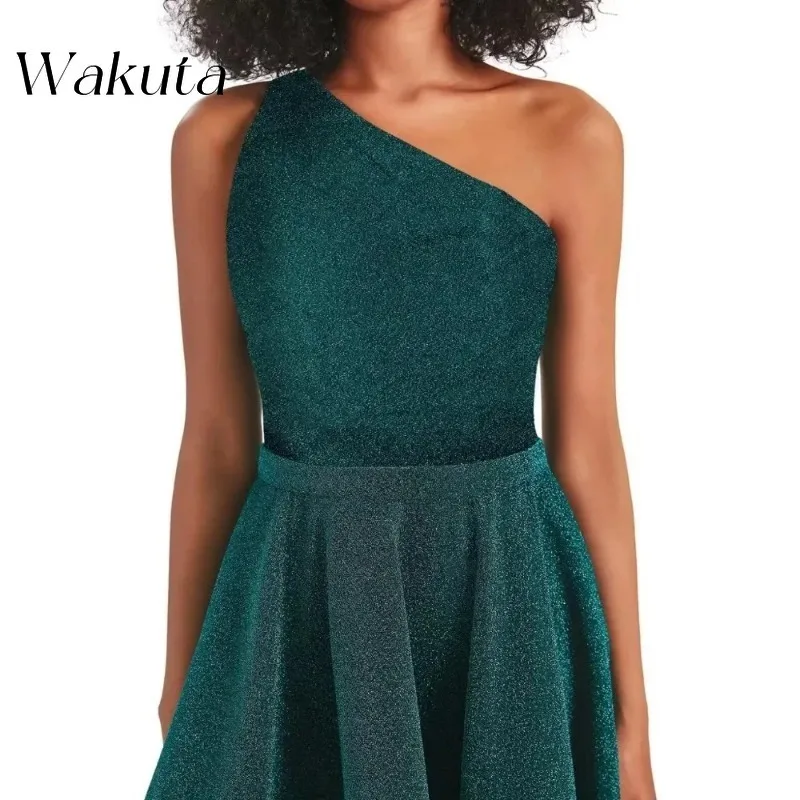 Wakuta Fashion One Shoulder Mini Homecoming Dresses فستان سهر Elegant Backless A Line Formal Evening Ball Vestidos Juveniles