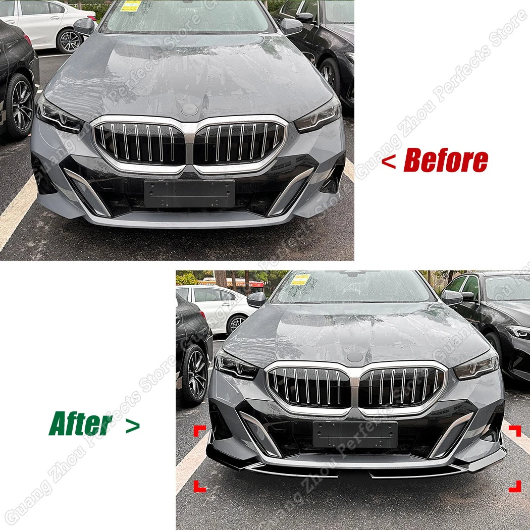 Front Bumper Lip Diffuser Body Kit Spoiler Deflector Tuning For BMW 5 Series G60 i5 M60 Sedan G61 Touring M Sport 2024+ ABS