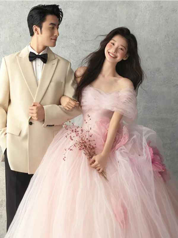 Pink Wedding Dr New Sle Studio Photoaphy Outdoors Travel oot Tulle Forest System Flower Godd Bustier Gown