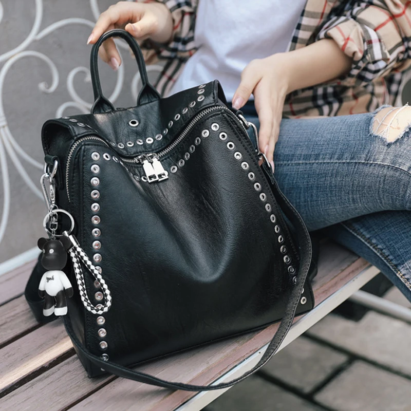 SHELKSBAG حقيبة ظهر جلدية حقيقية متعددة الوظائف للنساء 2025 نمط جديد عادية حقيبة ظهر للسفر حقيبة مدرسية أنيقة #3