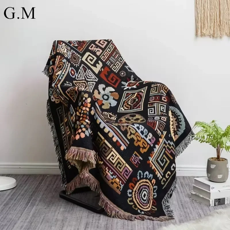 

Tribal Throw Blanket with Tassels Boho Decorative Bed Blanket Indian Outdoor Camping Rugs Picnic Blanket Plaid Sofa Cover Towel