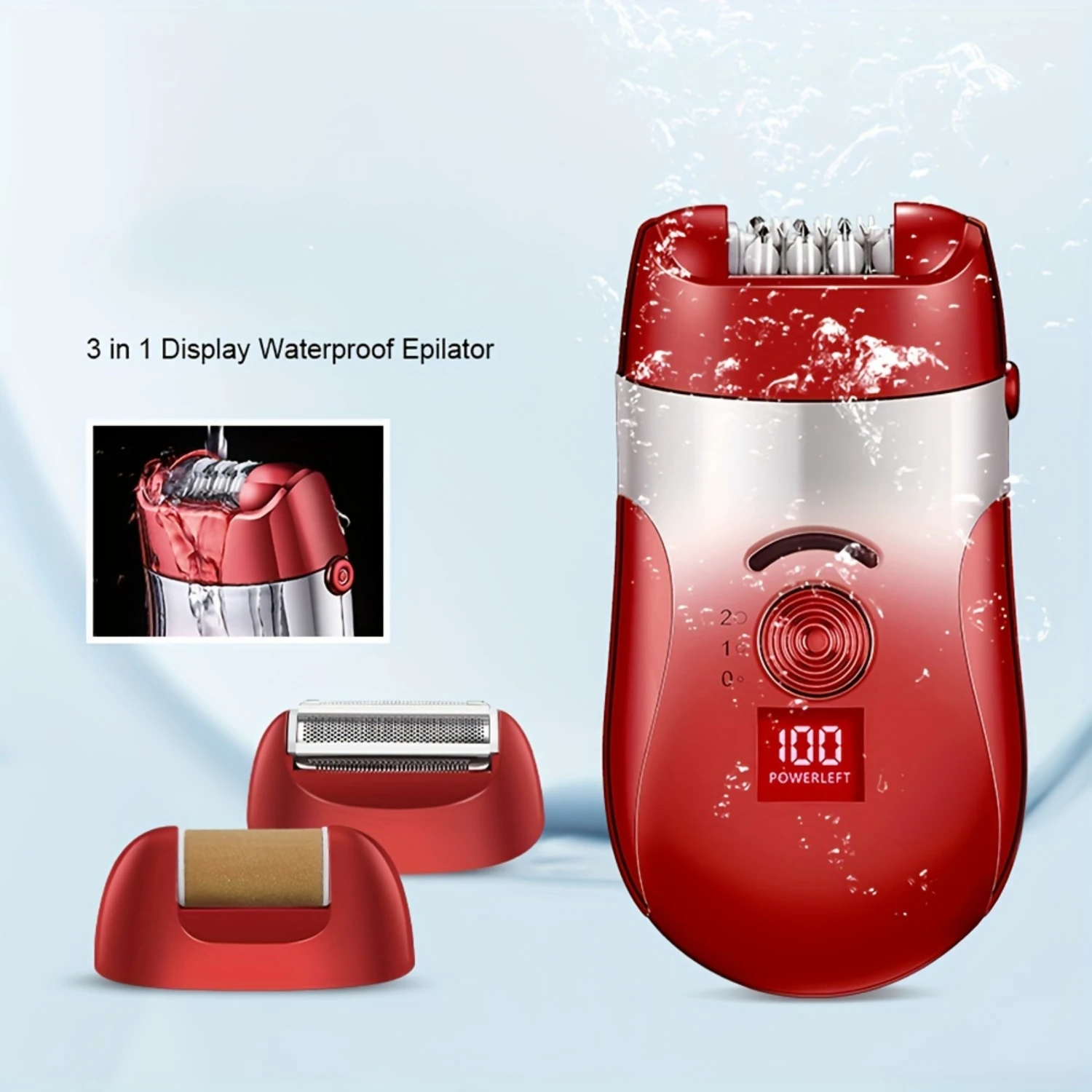 LED 디스플레이가 포함된 충전식 제모기 세트, 여성용 방수 제모 키트 - 부드럽고 통증 없는 얼굴, 다리, 팔 및 비키