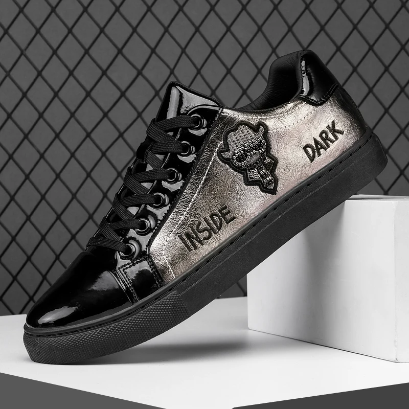Men Casual Shoes Patent Leather Flats Skate Men Cool Driving Shoes Male Walking Shoes Sneakers Dress Trend the Latest Leisure - Image 2