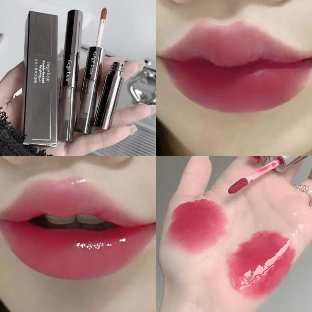 Smalto per labbra a doppia estremità Matte Water-gloss Mirror 2 in Lasting trucco coreano impermeabile antiaderente rossetto trasparente 1 Liquid Lip Y1E2