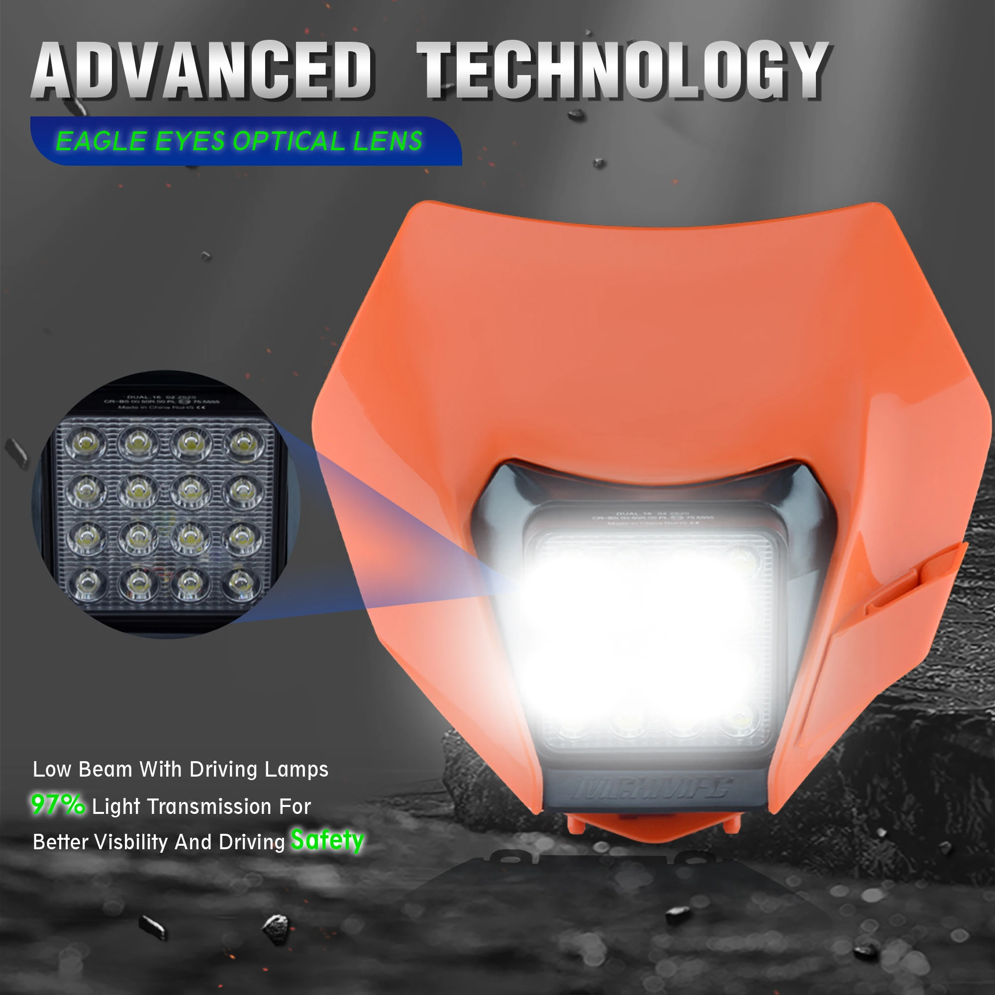 Fewfuss Super Bright Motorcycle LED Headlight Headlamp Head Lamp Light For KTM EXC EXCF SX SXF XC XCF XCW XCFW Motocross Enduro