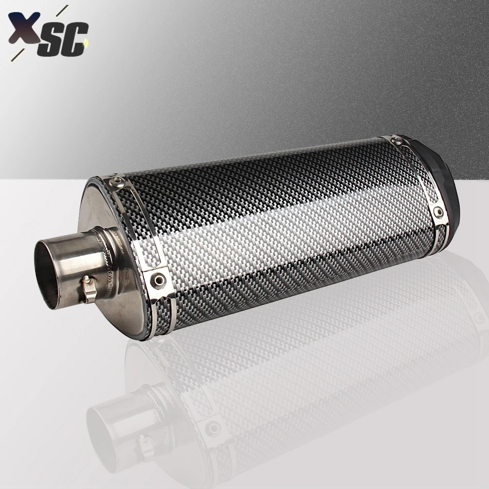 Motorcycle 38mm Exhaust Muffler Refires Carbon Fiber Quiet Exhaust Pipe Silencedr Back-end Universa 125cc-160cc Dirt Pit Bike