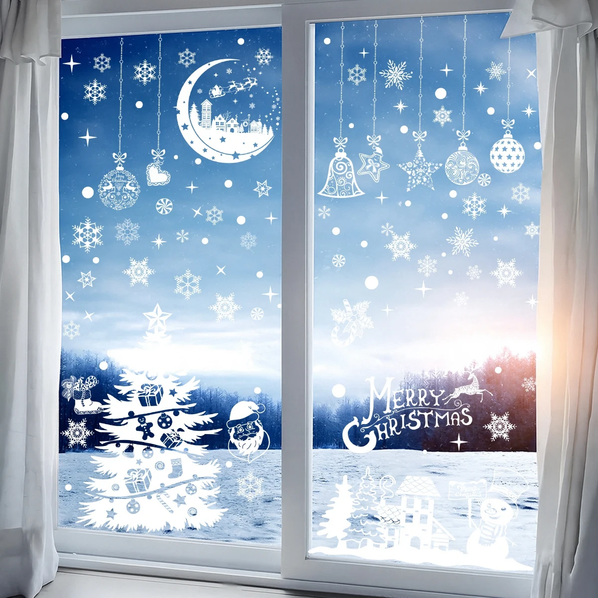 Weihnachts-Fensteraufkleber, frohe Weihnachtsdekoration für Zuhause, 2025, Weihnachtsornament, Weihnachten, Navidad, Natal, Geschenke, Neujahr 2026