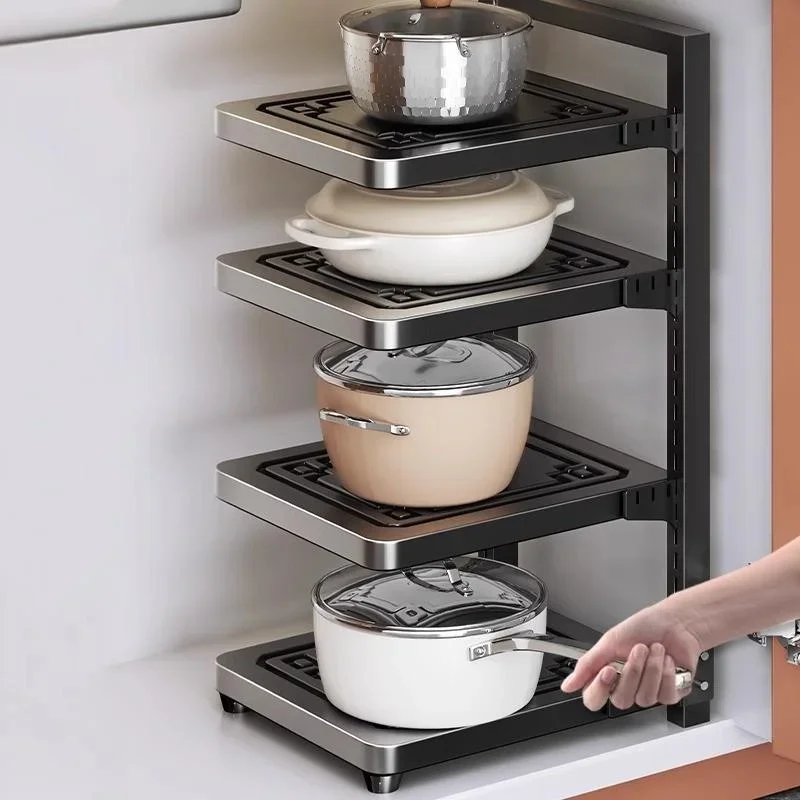 Kitchen Sink Pot Holder Multi-Functional Floor-Standing Multi-Layer Cabinet Corner Storage Ra Home Use Metal Elf