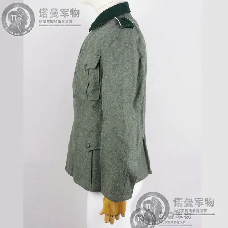 Reproduction Cosplay German WH M36 Fieldgrey Wool Feldbluse Field Blouse Tunic with Shoulder Straps and Trouser Pants Nordland