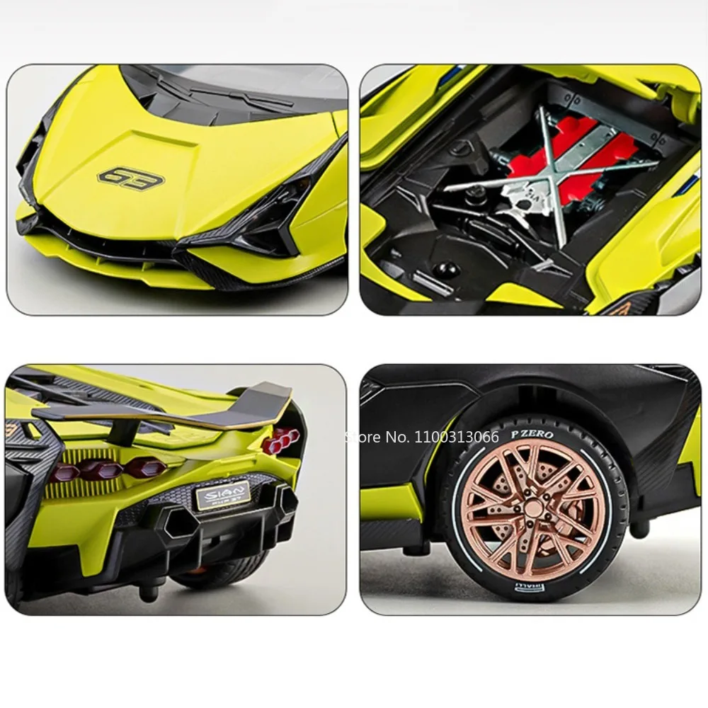 1:24 Scale Lambor Sian Veneno Toys Alloy Models Cars with Pull Back Light Music Miniature Vehicles Kids Children's Day Gifts