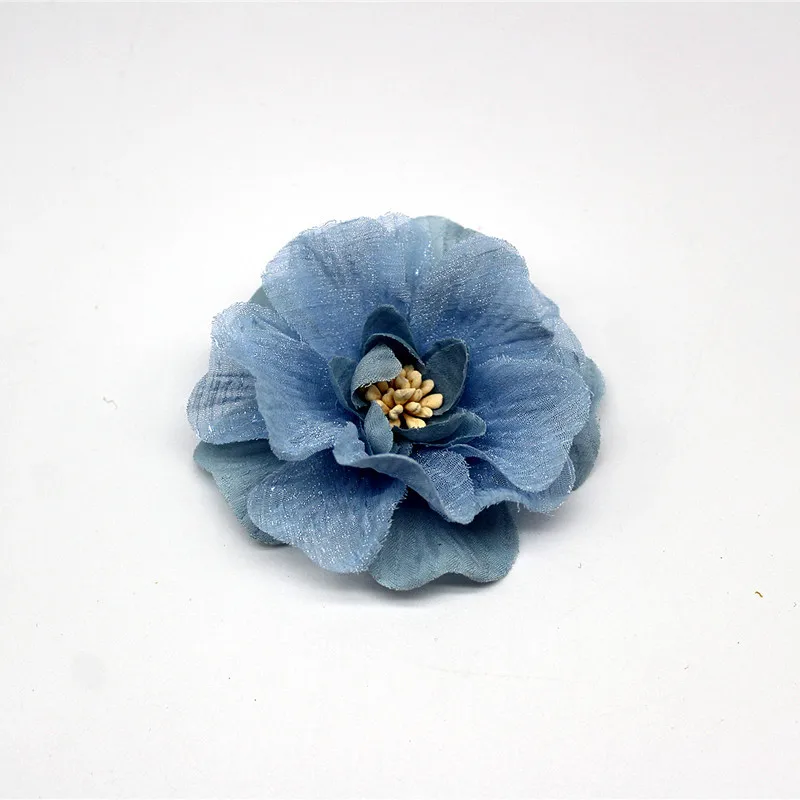 10PCS 7CM Beauty Chiffon Artificial Hair Flowers Blossom With Matches For Bouquet Wedding Party Craft Home DIY Decoration