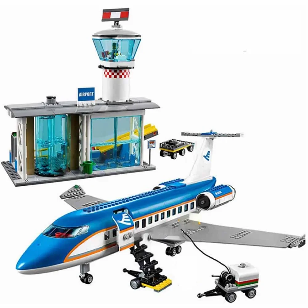 694PCS City Airport Airplane Plane Station Building Blocks Aircraft Internationa 60104 Model Enducational Brick Toy For Kid Gift