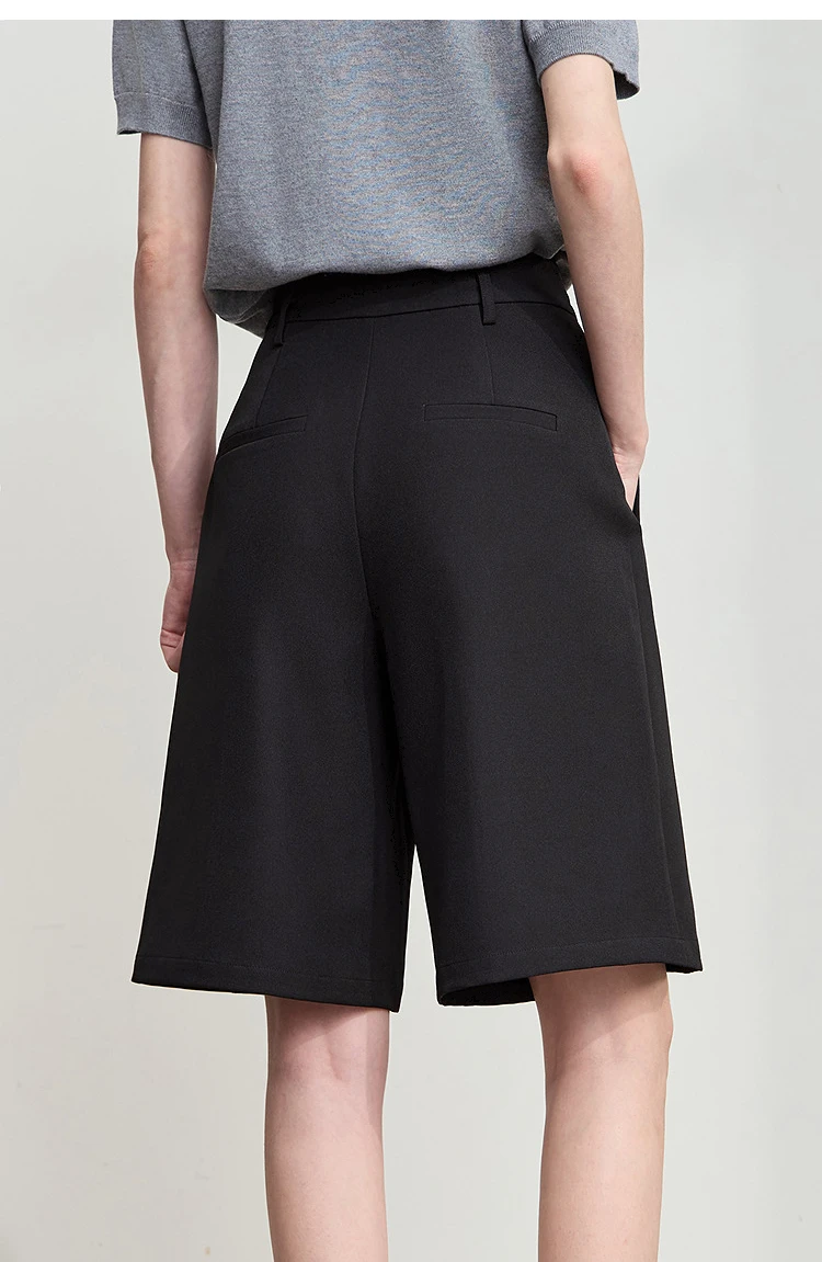 Amii Shorts for Women Simple Solid Versatile Casual Midi Wide Leg Pants 2025 Summer New Bottoms Office Lady Clothes 12553049