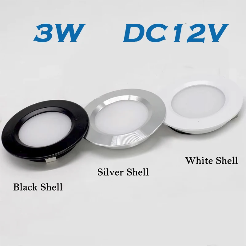 6/8/12 قطعة Led النازل 3 واط DC12V مصباح السقف راحة أسفل ضوء مصابيح Led مستديرة مصباح لوح أسود أبيض فضي عكس الضوء الأضواء #2