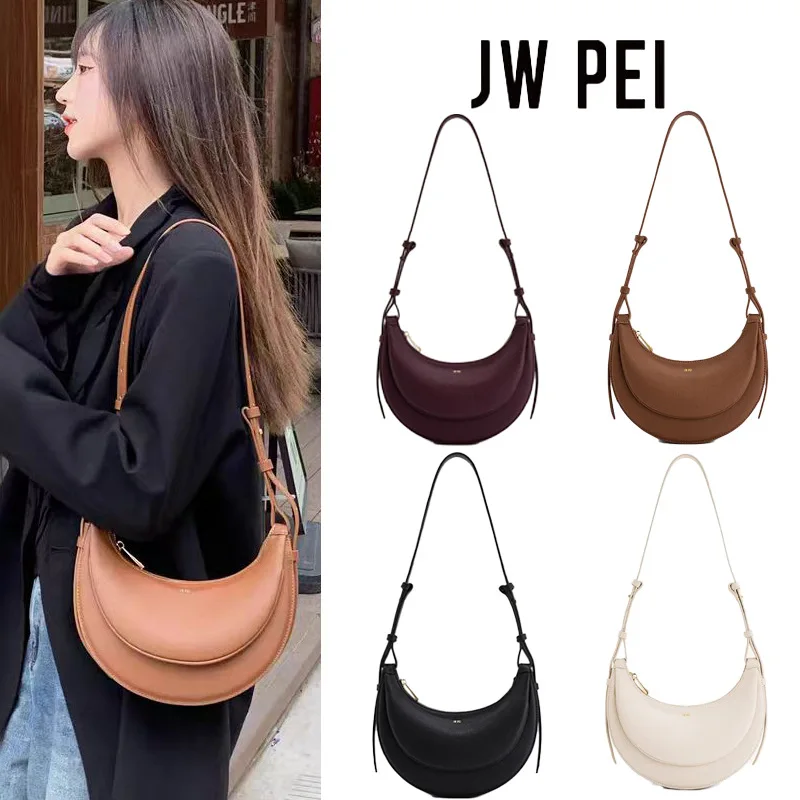 

JW PEI Women's Half Moon Crossbody Bag 2025 Stylish Vegan Leather Shoulder Bag Trendy Underarm Purse for Women Minimalist Design