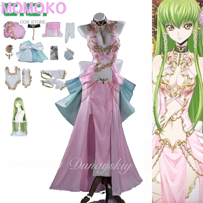 

CODE GEASS Lelouch of the Rebellion C.C. Cosplay In Lost Story With The Pink Dress And Green Wig Cosplay Costume Anime Full Suit