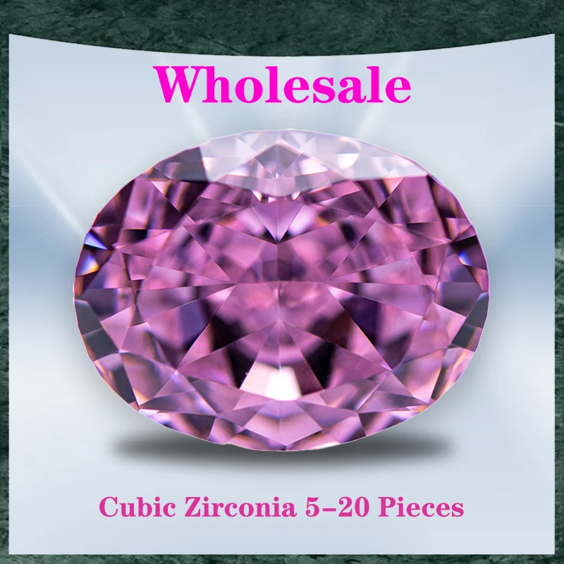 

Cubic Zirconia Wholesale No Certificate Crushed Ice Cut Oval Shape Pink Color Charms Beads for Top Jewelry Making Materials