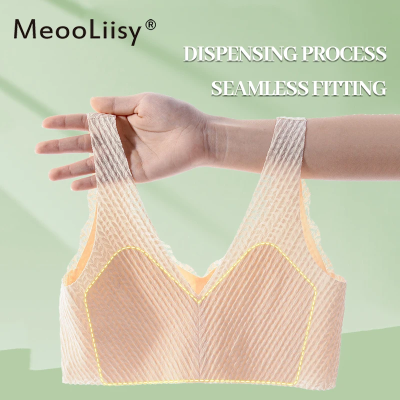 MeooLiisy-sujetadores de copa completa sin costuras para mujer, lencería de encaje sin alambre, Push Up, ropa interior para correr, Yoga, cómoda