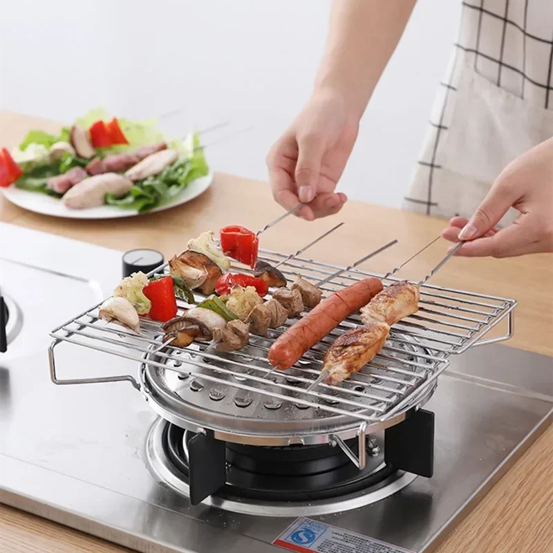 Field Stove Outdoors Grill for Bbq Stainless Steel Grill on Household Stove Barbecue Gas Kitchen Dining Bar Home Garden