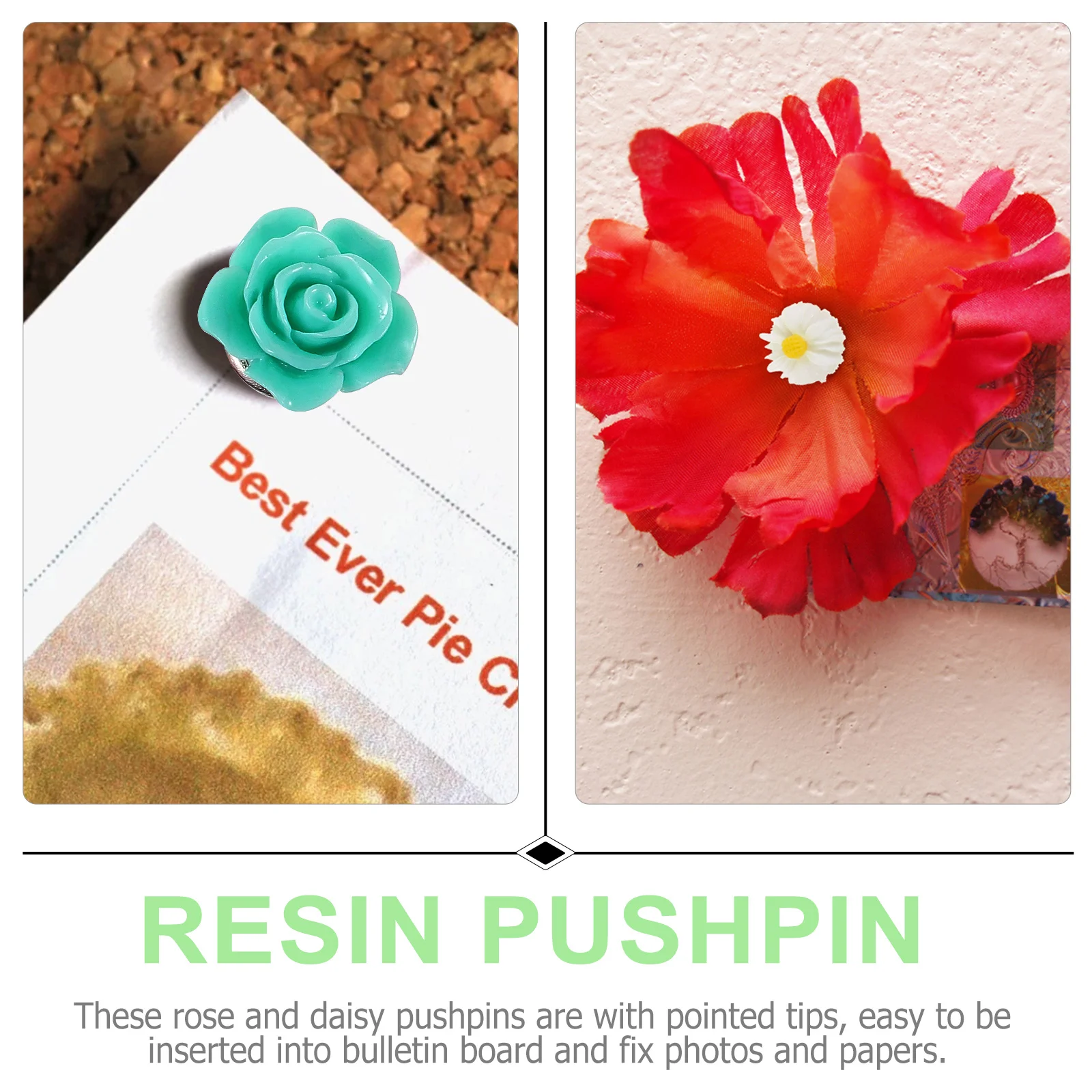 

50 шт. креативных кнопок-цветов с головками из смолы, декоративные кнопки-гвоздики для деревянных стен, офиса, гостиной, пробковых досок