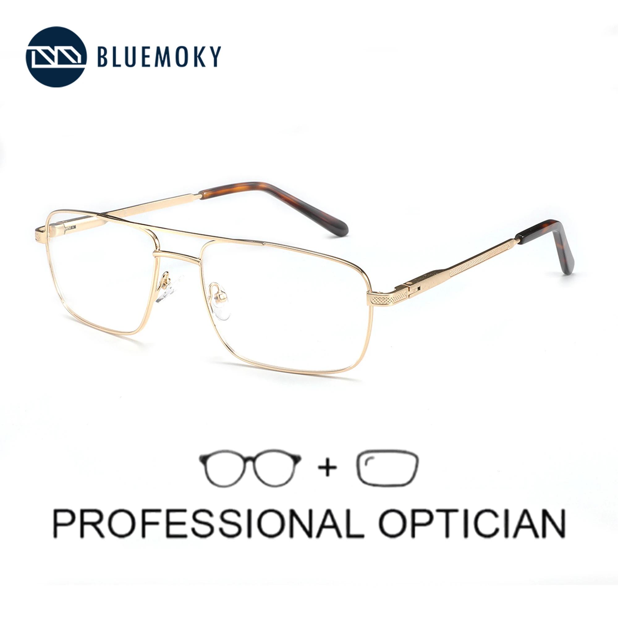 

BLUEMOKY Fashionable Men Prescription Eyewear Aviator Design Progressive Optical Glasses Anti-Blue Light Photochromic Eyeglasses